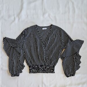 MUSE Black and White Striped Women's Top